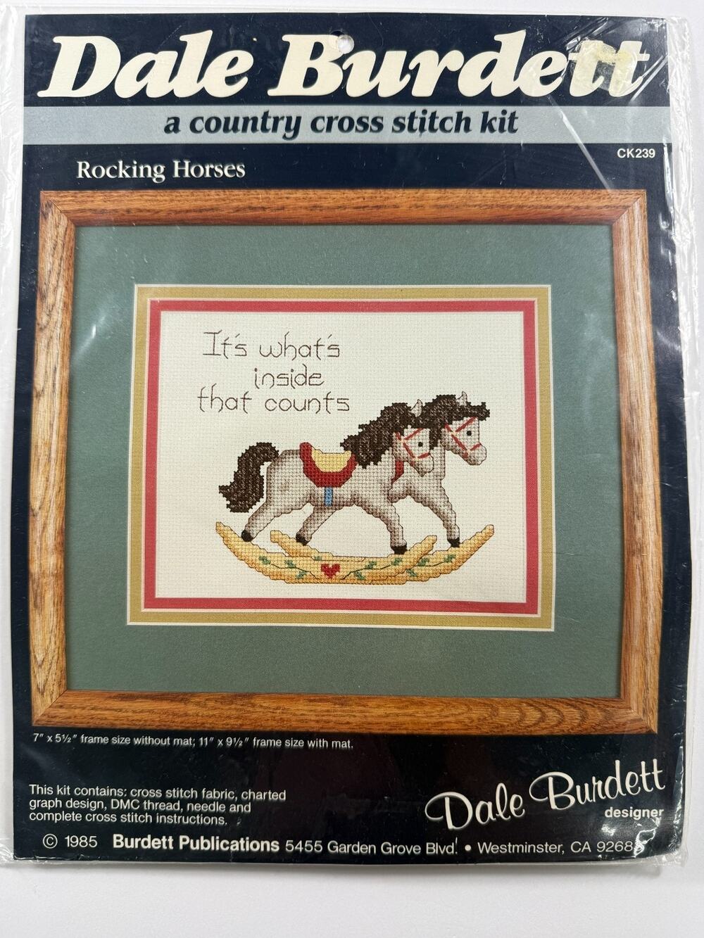 Vintage 1985 Dale Burdett Rocking Horses Counted Cross Stitch Kit CK239